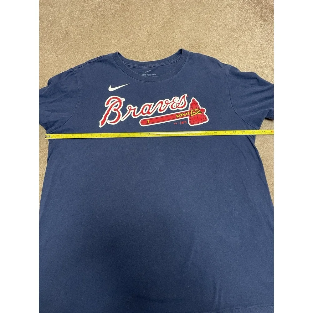 Nike Atlanta Braves Womens Large Max Fried #54 Player T-Shirt Navy Blue Tomahawk